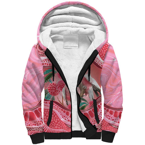 Indigenous Pink Galah Australia Sherpa Hoodie Australian Hakea Aboriginal Art Proud