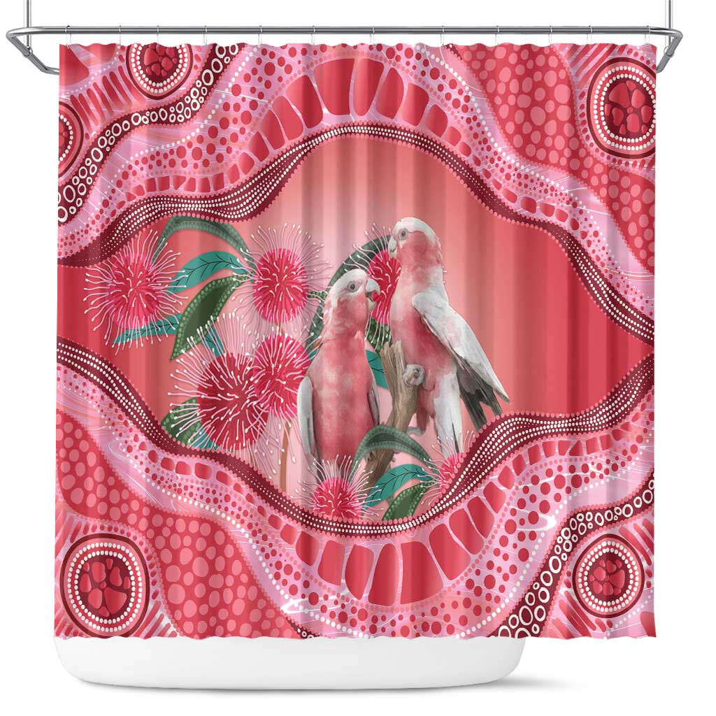 Indigenous Pink Galah Australia Shower Curtain Australian Hakea Aboriginal Art Proud