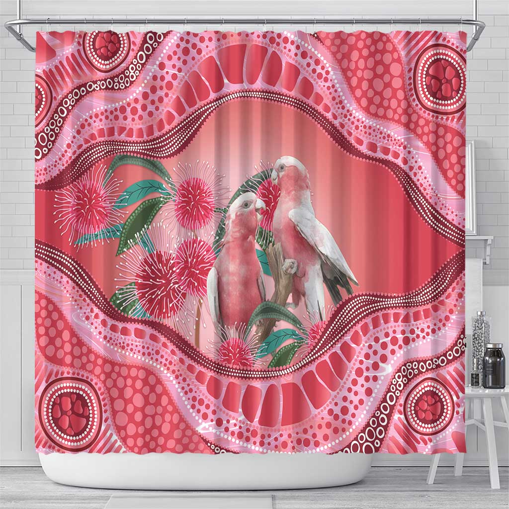 Indigenous Pink Galah Australia Shower Curtain Australian Hakea Aboriginal Art Proud