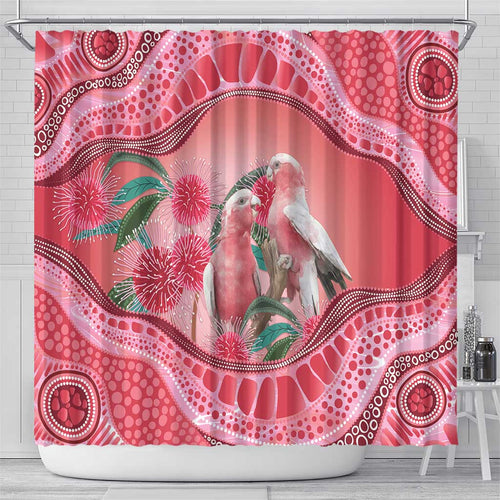 Indigenous Pink Galah Australia Shower Curtain Australian Hakea Aboriginal Art Proud