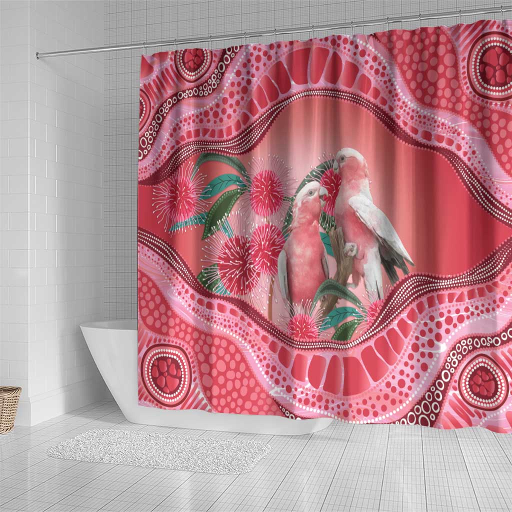 Indigenous Pink Galah Australia Shower Curtain Australian Hakea Aboriginal Art Proud
