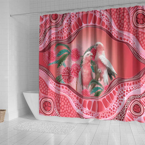 Indigenous Pink Galah Australia Shower Curtain Australian Hakea Aboriginal Art Proud