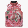 Indigenous Pink Galah Australia Sleeveless Puffer Jacket Australian Hakea Aboriginal Art Proud