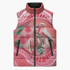 Indigenous Pink Galah Australia Sleeveless Puffer Jacket Australian Hakea Aboriginal Art Proud