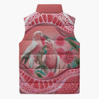 Indigenous Pink Galah Australia Sleeveless Puffer Jacket Australian Hakea Aboriginal Art Proud