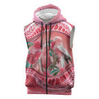 Indigenous Pink Galah Australia Sleeveless Zip Hoodie Australian Hakea Aboriginal Art Proud