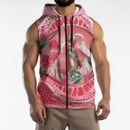 Indigenous Pink Galah Australia Sleeveless Zip Hoodie Australian Hakea Aboriginal Art Proud