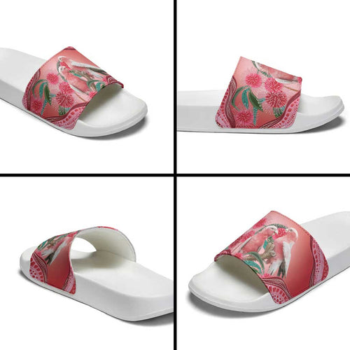 Indigenous Pink Galah Australia Slide Sandals Australian Hakea Aboriginal Art Proud