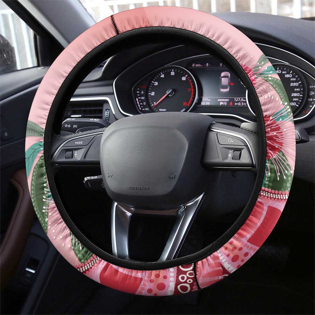Indigenous Pink Galah Australia Steering Wheel Cover Australian Hakea Aboriginal Art Proud
