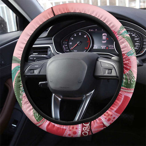 Indigenous Pink Galah Australia Steering Wheel Cover Australian Hakea Aboriginal Art Proud