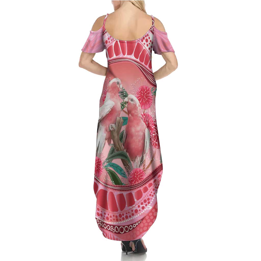 Indigenous Pink Galah Australia Summer Maxi Dress Australian Hakea Aboriginal Art Proud