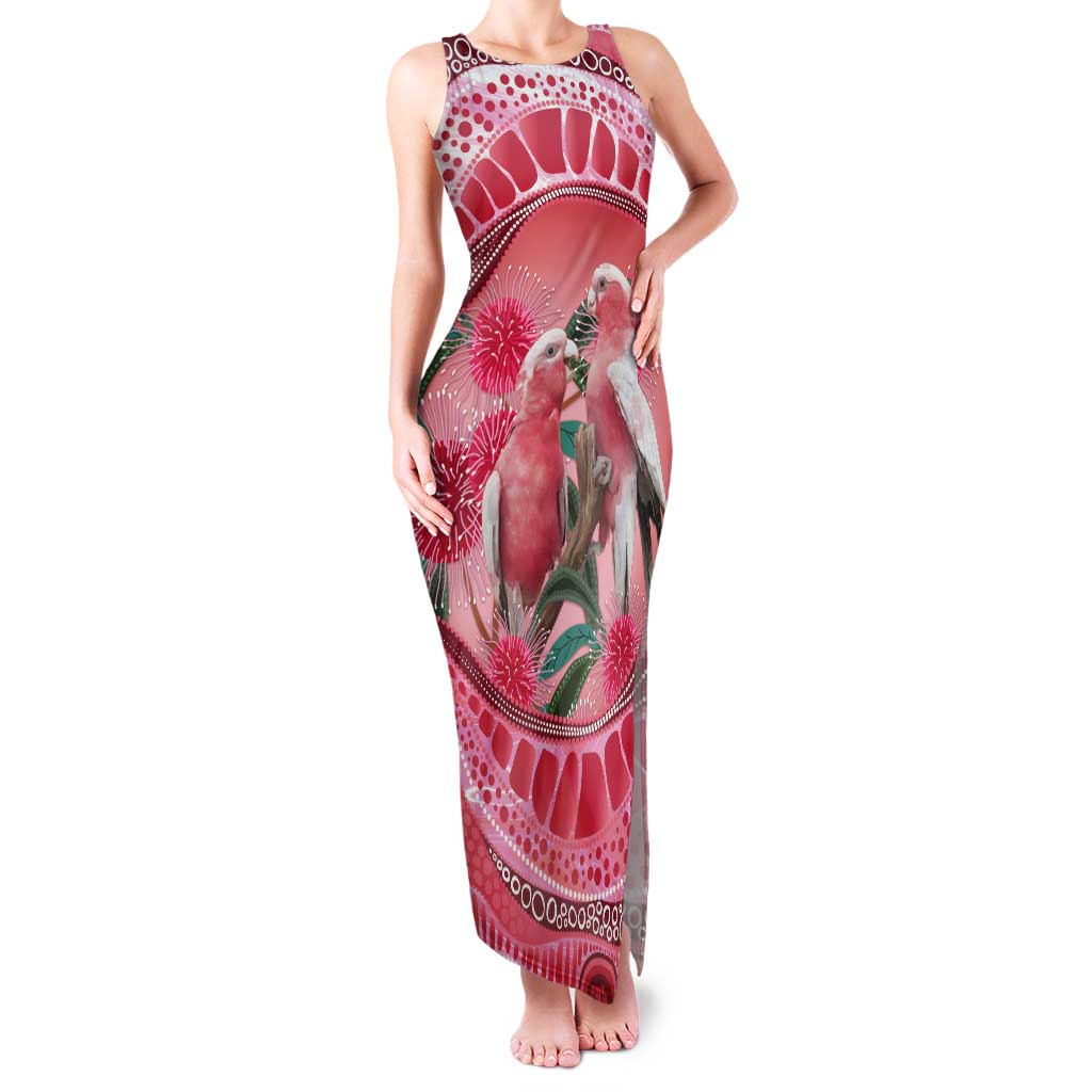 Indigenous Pink Galah Australia Tank Maxi Dress Australian Hakea Aboriginal Art Proud
