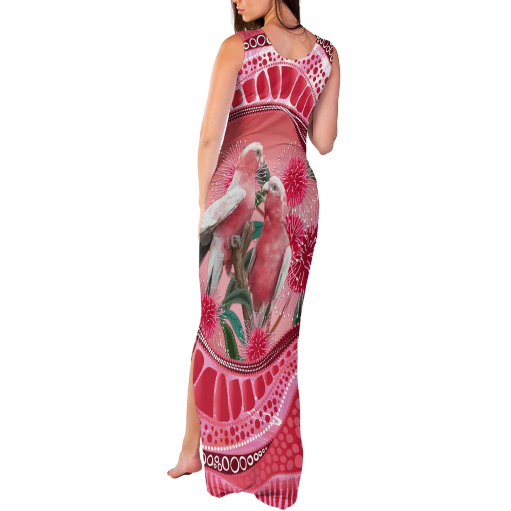 Indigenous Pink Galah Australia Tank Maxi Dress Australian Hakea Aboriginal Art Proud