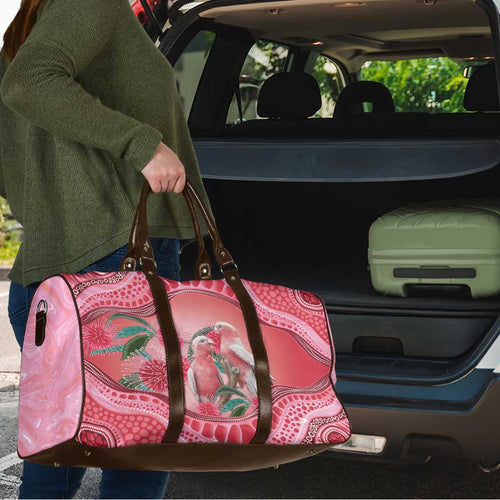 Indigenous Pink Galah Australia Travel Bag Australian Hakea Aboriginal Art Proud