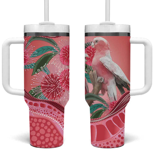 Indigenous Pink Galah Australia Tumbler With Handle Australian Hakea Aboriginal Art Proud
