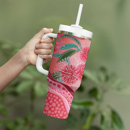 Indigenous Pink Galah Australia Tumbler With Handle Australian Hakea Aboriginal Art Proud