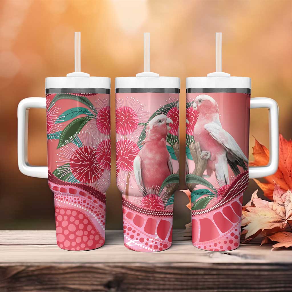 Indigenous Pink Galah Australia Tumbler With Handle Australian Hakea Aboriginal Art Proud