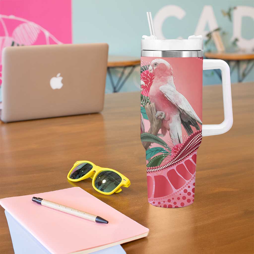 Indigenous Pink Galah Australia Tumbler With Handle Australian Hakea Aboriginal Art Proud