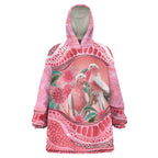 Indigenous Pink Galah Australia Wearable Blanket Hoodie Australian Hakea Aboriginal Art Proud