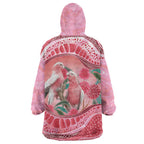 Indigenous Pink Galah Australia Wearable Blanket Hoodie Australian Hakea Aboriginal Art Proud