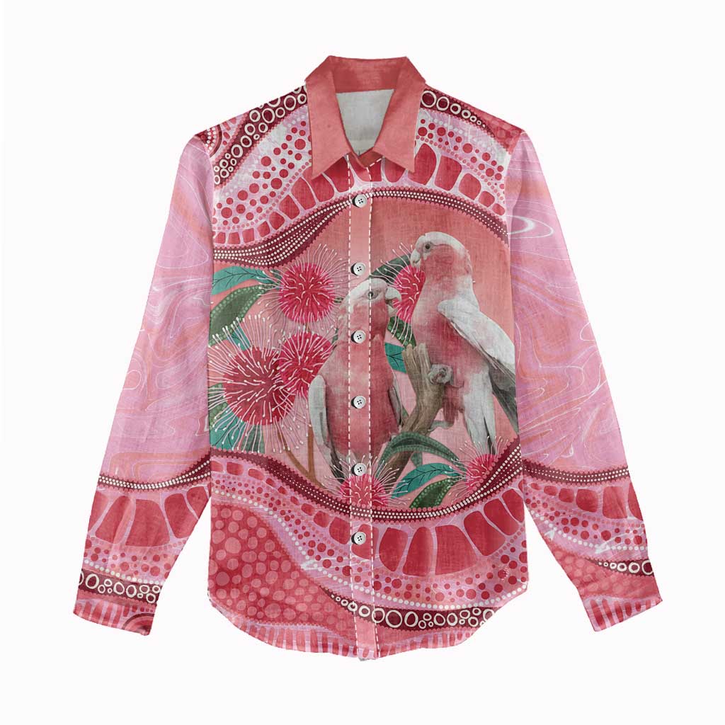 Indigenous Pink Galah Australia Women Casual Shirt Australian Hakea Aboriginal Art Proud