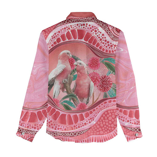 Indigenous Pink Galah Australia Women Casual Shirt Australian Hakea Aboriginal Art Proud