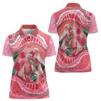 Indigenous Pink Galah Australia Women Polo Shirt Australian Hakea Aboriginal Art Proud