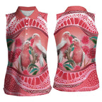 Indigenous Pink Galah Australia Women Sleeveless Polo Shirt Australian Hakea Aboriginal Art Proud
