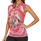 Indigenous Pink Galah Australia Women Sleeveless Polo Shirt Australian Hakea Aboriginal Art Proud