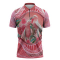 Indigenous Pink Galah Australia Zipper Polo Shirt Australian Hakea Aboriginal Art Proud