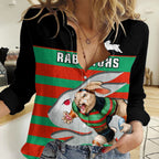 (Custom Text And Number) Rabbitohs Rugby 2023 Women Casual Shirt Glory Glory Souths Unique LT14