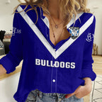 (Custom Text And Number) Bulldogs Rugby 2023 Women Casual Shirt Canterbury Bankstown Go Dogs LT14