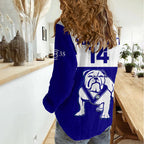 (Custom Text And Number) Bulldogs Rugby 2023 Women Casual Shirt Canterbury Bankstown Go Dogs LT14