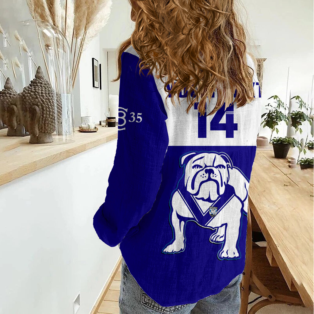 (Custom Text And Number) Bulldogs Rugby 2023 Women Casual Shirt Canterbury Bankstown Go Dogs LT14