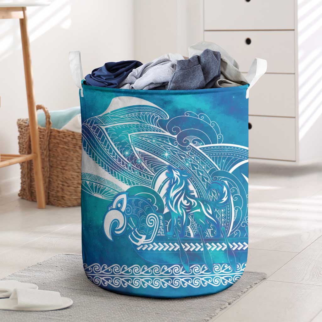 Kuri Dog Waka New Zealand Matariki Laundry Basket Ocean Sharks Maori Tattoo