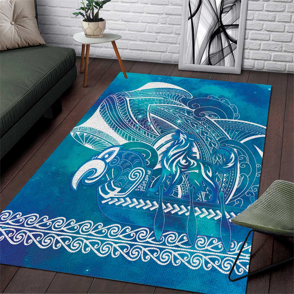 Kuri Dog Waka New Zealand Matariki Area Rug Ocean Sharks Maori Tattoo