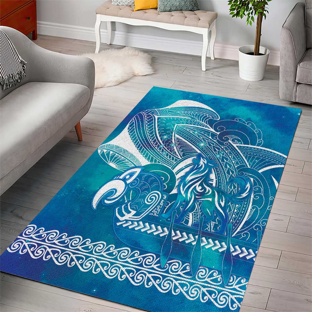Kuri Dog Waka New Zealand Matariki Area Rug Ocean Sharks Maori Tattoo