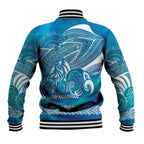 Kuri Dog Waka New Zealand Matariki Baseball Jacket Ocean Sharks Maori Tattoo