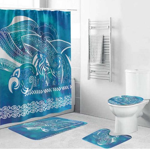 Kuri Dog Waka New Zealand Matariki Bathroom Set Ocean Sharks Maori Tattoo