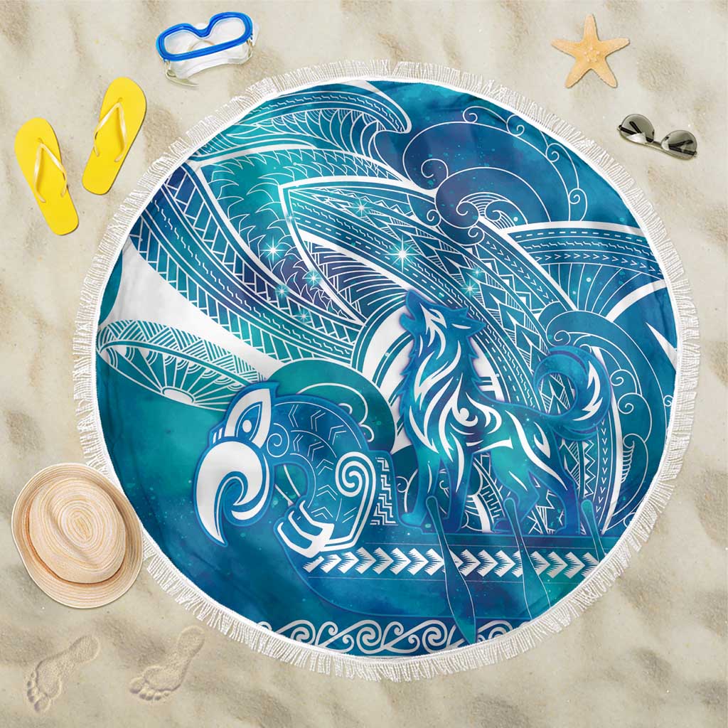 Kuri Dog Waka New Zealand Matariki Beach Blanket Ocean Sharks Maori Tattoo