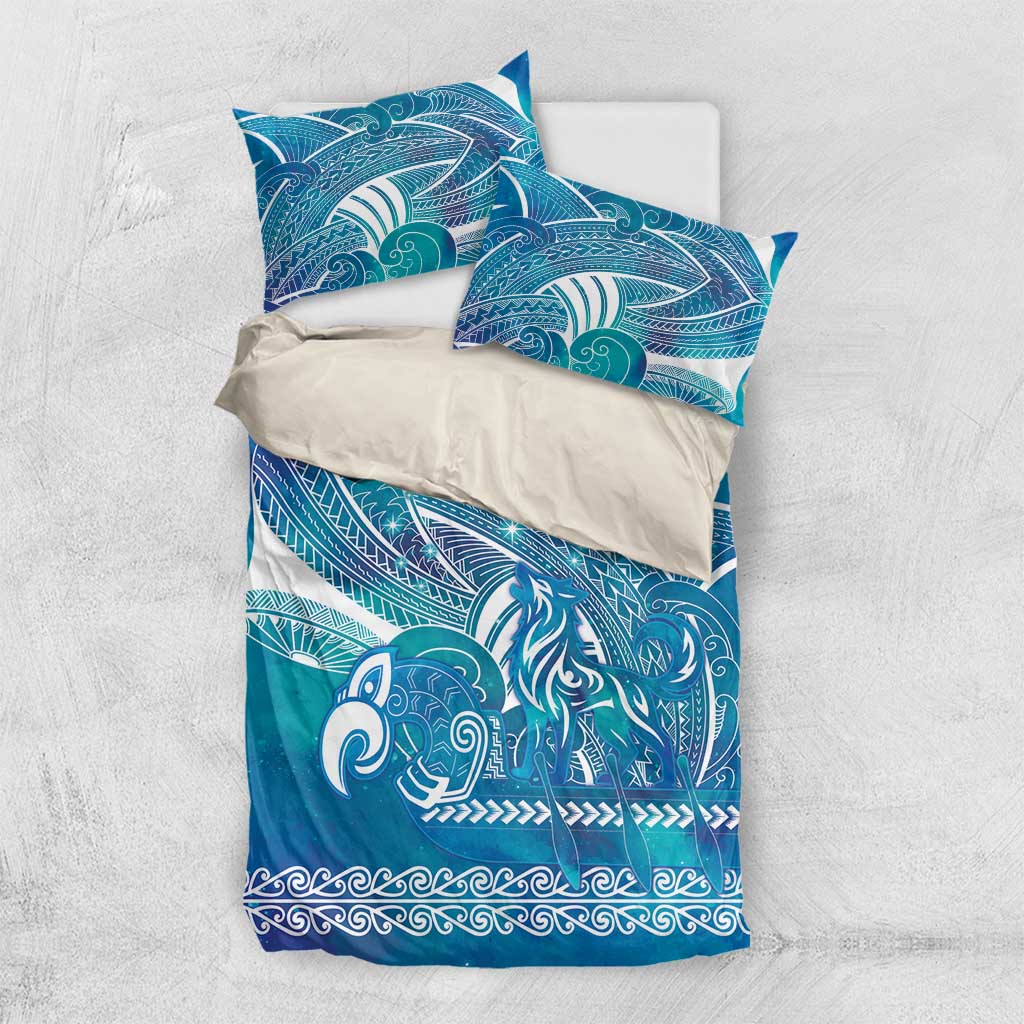 Kuri Dog Waka New Zealand Matariki Bedding Set Ocean Sharks Maori Tattoo