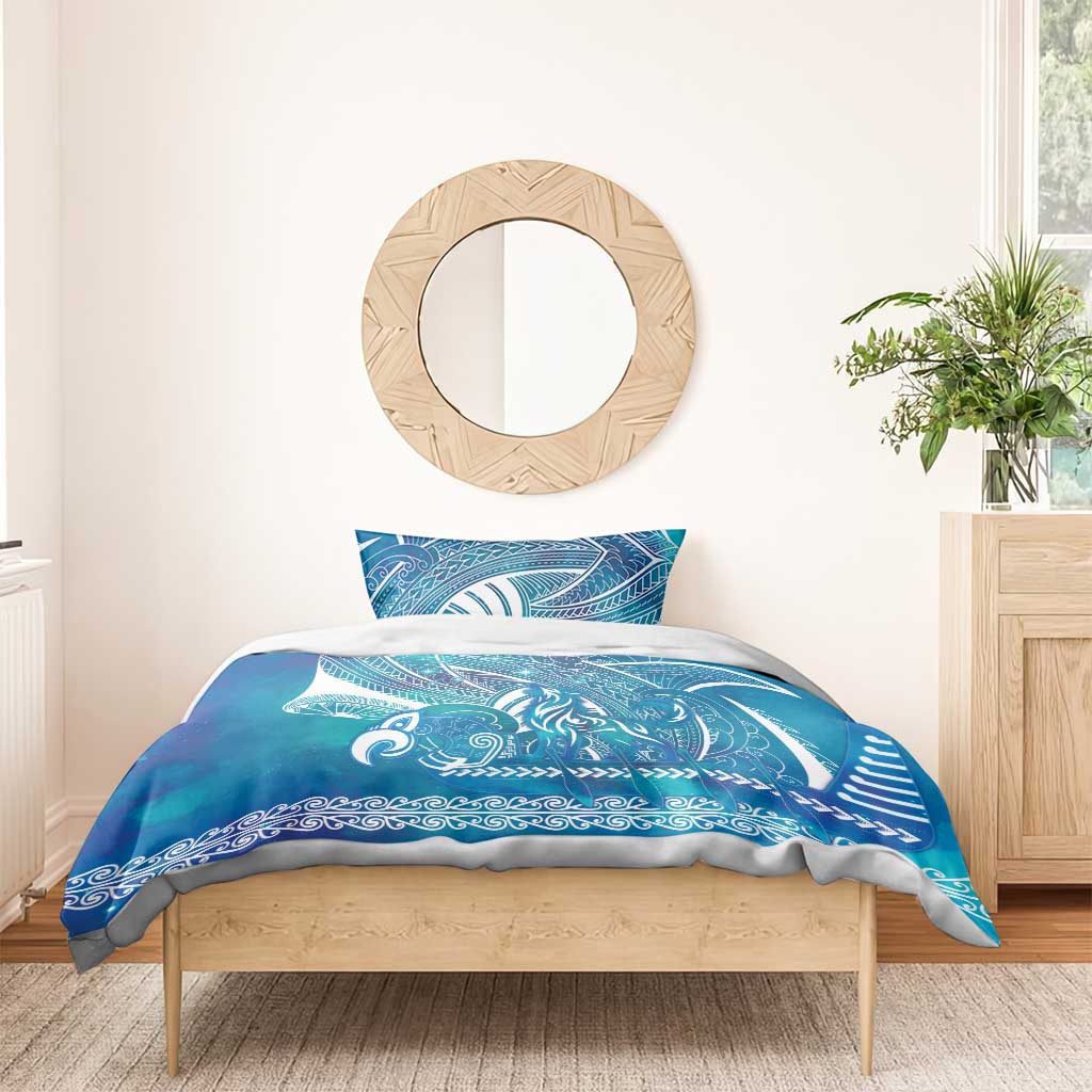 Kuri Dog Waka New Zealand Matariki Bedding Set Ocean Sharks Maori Tattoo