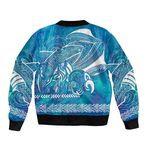 Kuri Dog Waka New Zealand Matariki Bomber Jacket Ocean Sharks Maori Tattoo