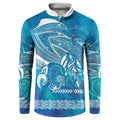 Kuri Dog Waka New Zealand Matariki Button Sweatshirt Ocean Sharks Maori Tattoo