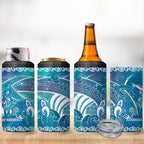 Kuri Dog Waka New Zealand Matariki 4 in 1 Can Cooler Tumbler Ocean Sharks Maori Tattoo