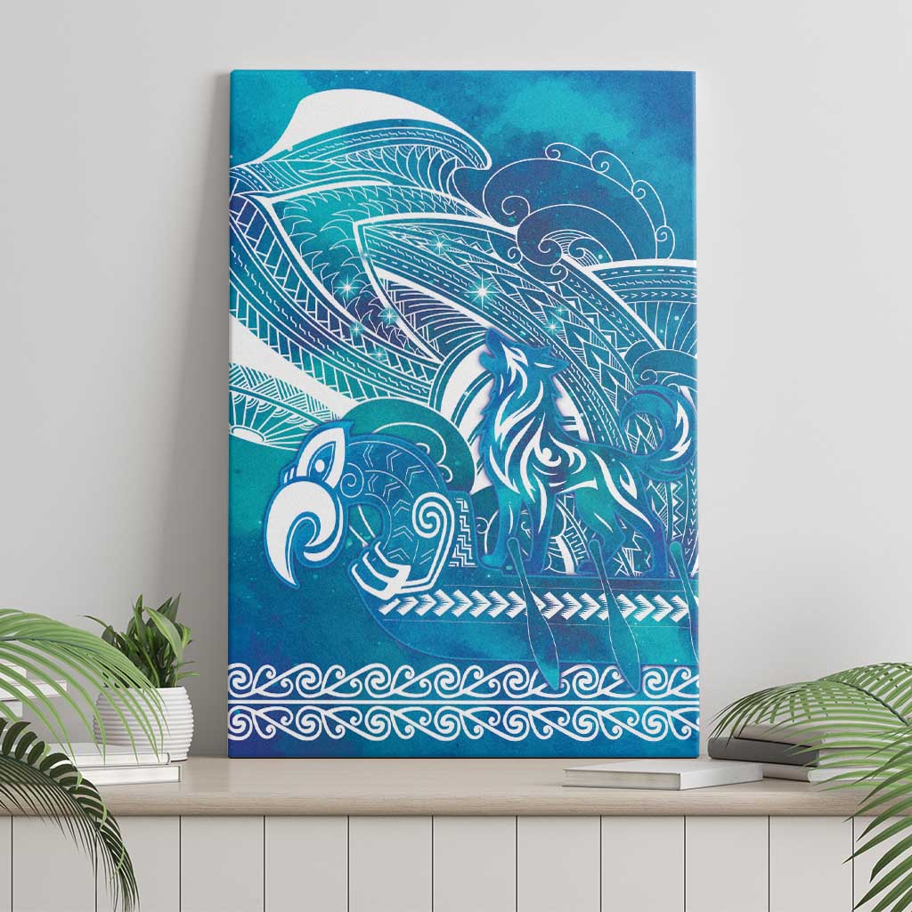Kuri Dog Waka New Zealand Matariki Canvas Wall Art Ocean Sharks Maori Tattoo