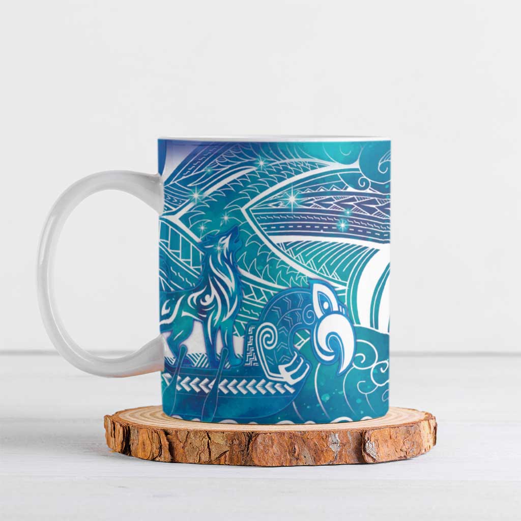 Kuri Dog Waka New Zealand Matariki Ceramic Mug Ocean Sharks Maori Tattoo