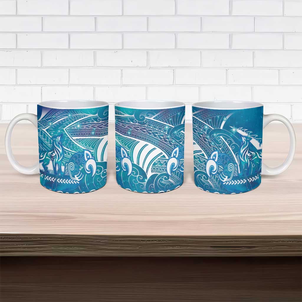 Kuri Dog Waka New Zealand Matariki Ceramic Mug Ocean Sharks Maori Tattoo