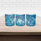 Kuri Dog Waka New Zealand Matariki Ceramic Mug Ocean Sharks Maori Tattoo