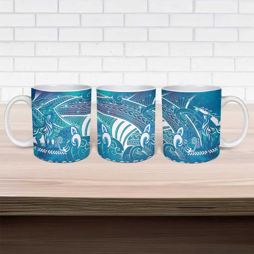 Kuri Dog Waka New Zealand Matariki Ceramic Mug Ocean Sharks Maori Tattoo